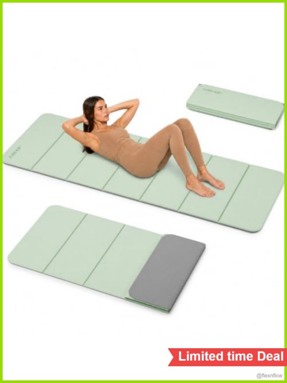 AIRHOP Foldable Yoga Mat 10mm Thick Non Slip TPE Workout Pad